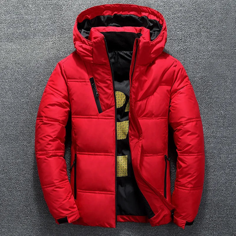 Jacket Men Winter Solid Color Hooded Down