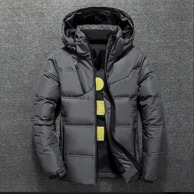 Jacket Men Winter Solid Color Hooded Down