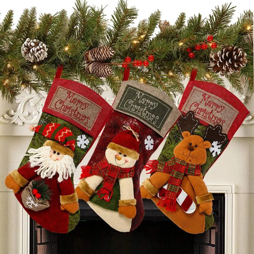 3pcs 18" Christmas❄❄ Stocking Décor Large Stockings