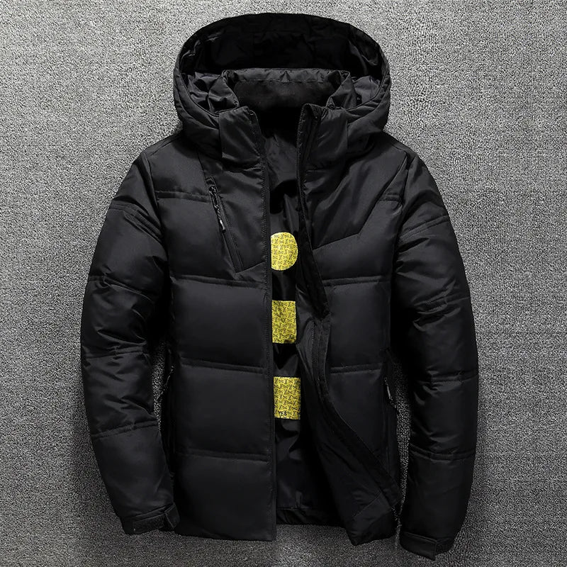 Jacket Men Winter Solid Color Hooded Down