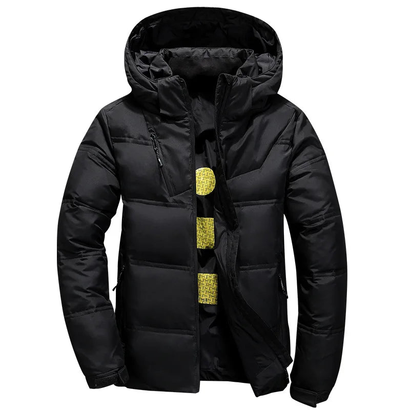 Jacket Men Winter Solid Color Hooded Down