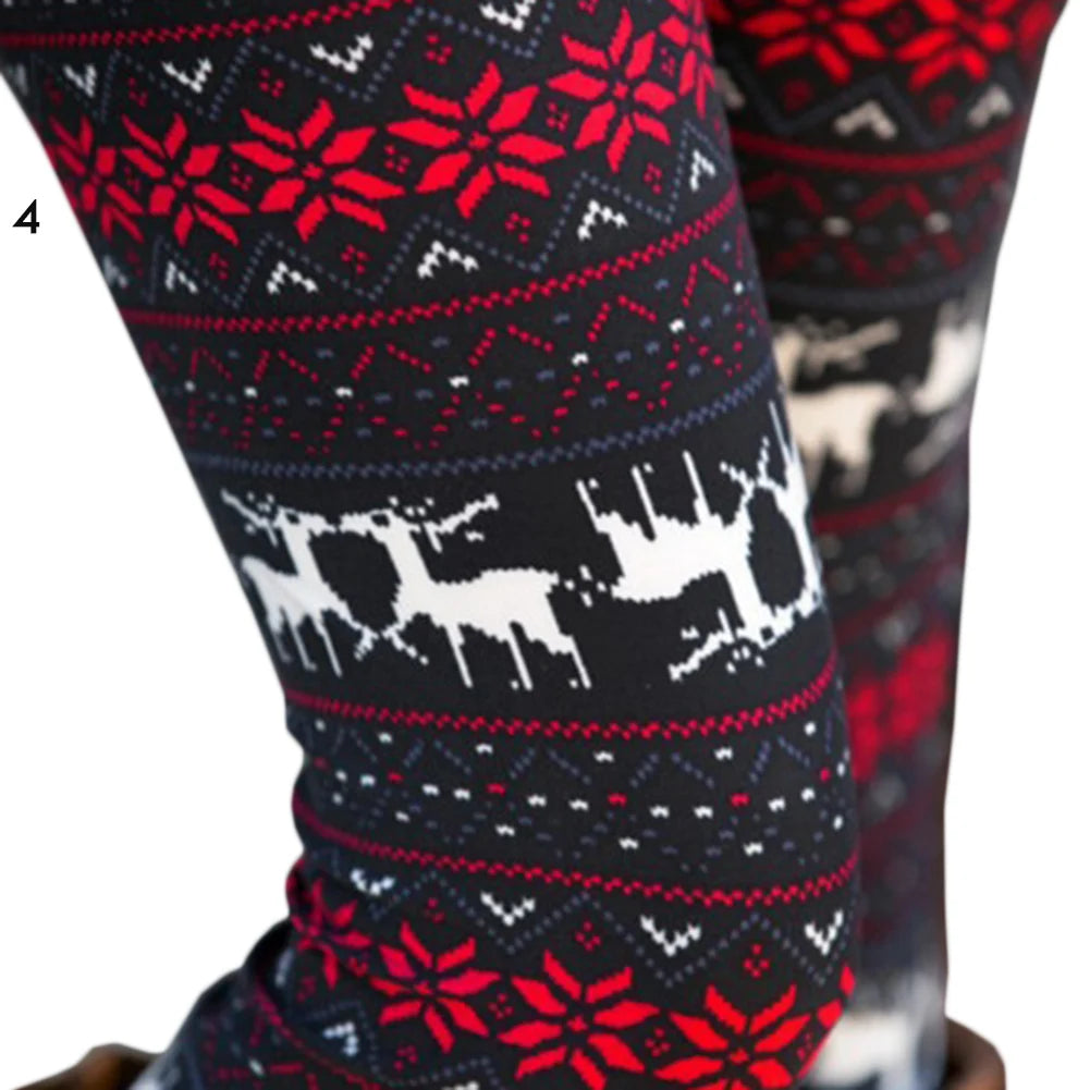 Plus Size Winter Christmas Leggings High Waist Floral/Elk Printed Long Pants Trousers 
Thermos