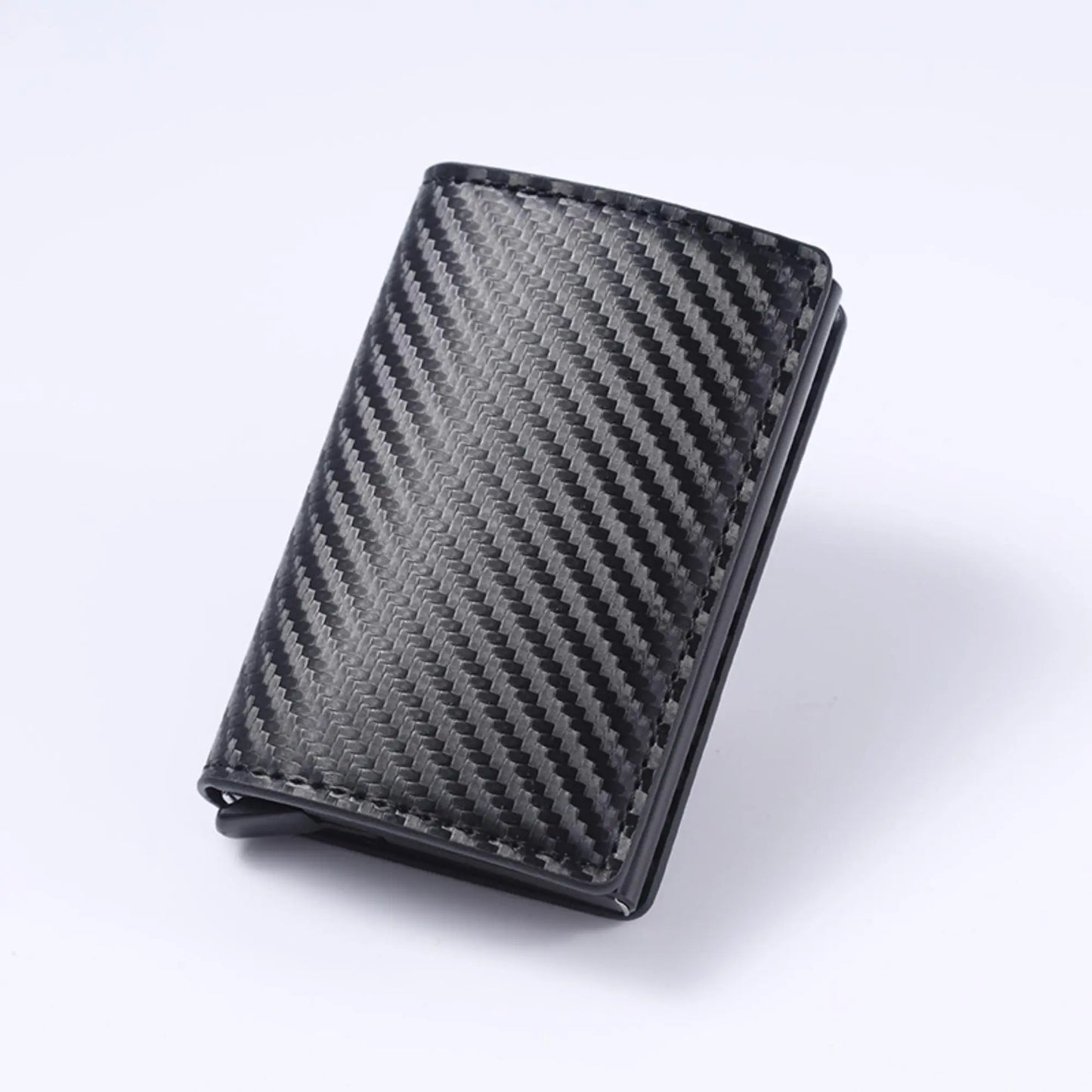 Minimalist RFID Blocking Card Holder Wallet Lead Alloy, Non-Braided PU Leather, Black Accessories