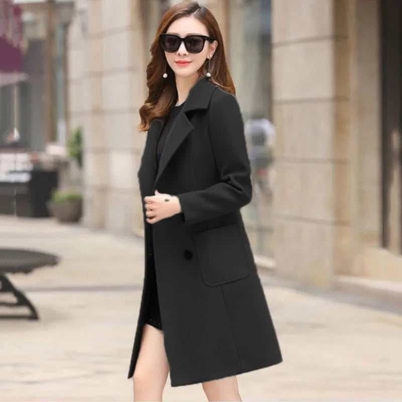 Elegant Women's Winter Plus Size Slim Woolen Coats