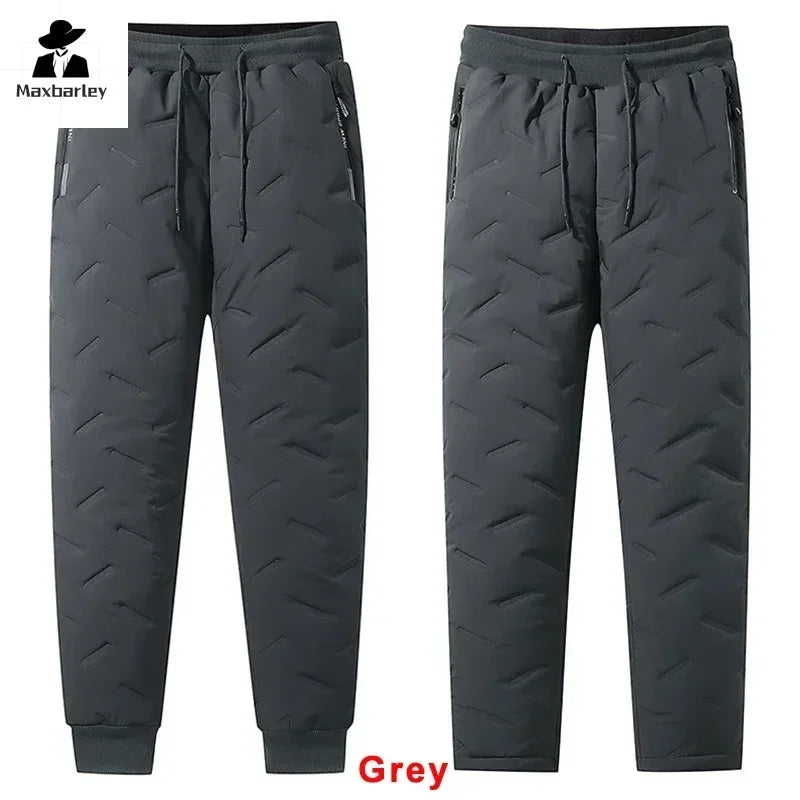 Down Cotton Pants Men's Casual Waterproof Zipper Pocket 
Thickened Wool Warm Pants Jogger Outdoor Cold-proof