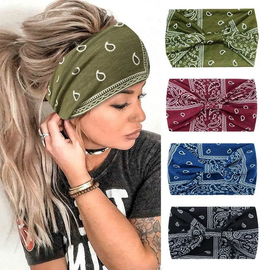 Wide Cotton Stretch Headbands Elastic Turban