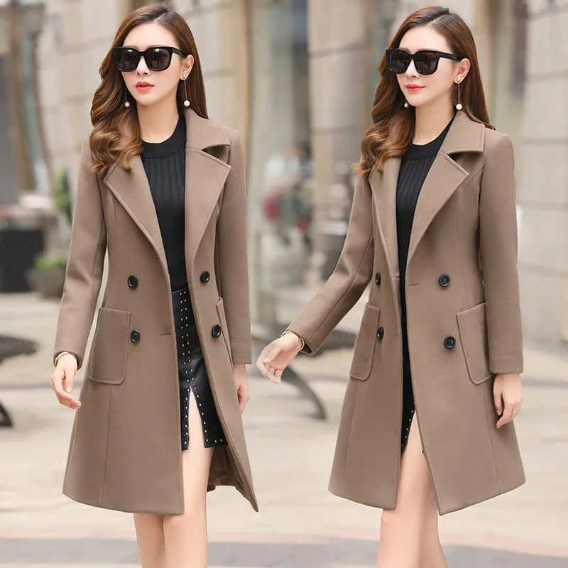 Elegant Women's Winter Plus Size Slim Woolen Coats