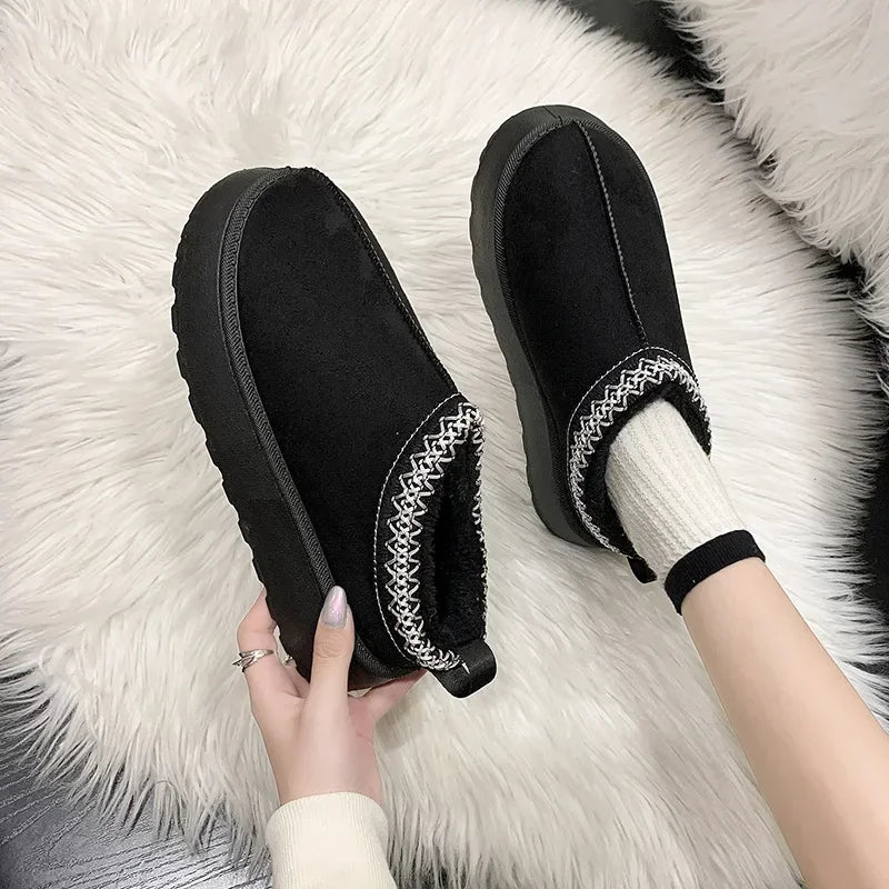 Snow Boots for Women Cashmere Warm Thick Soles 
Without Heel-covered Cotton