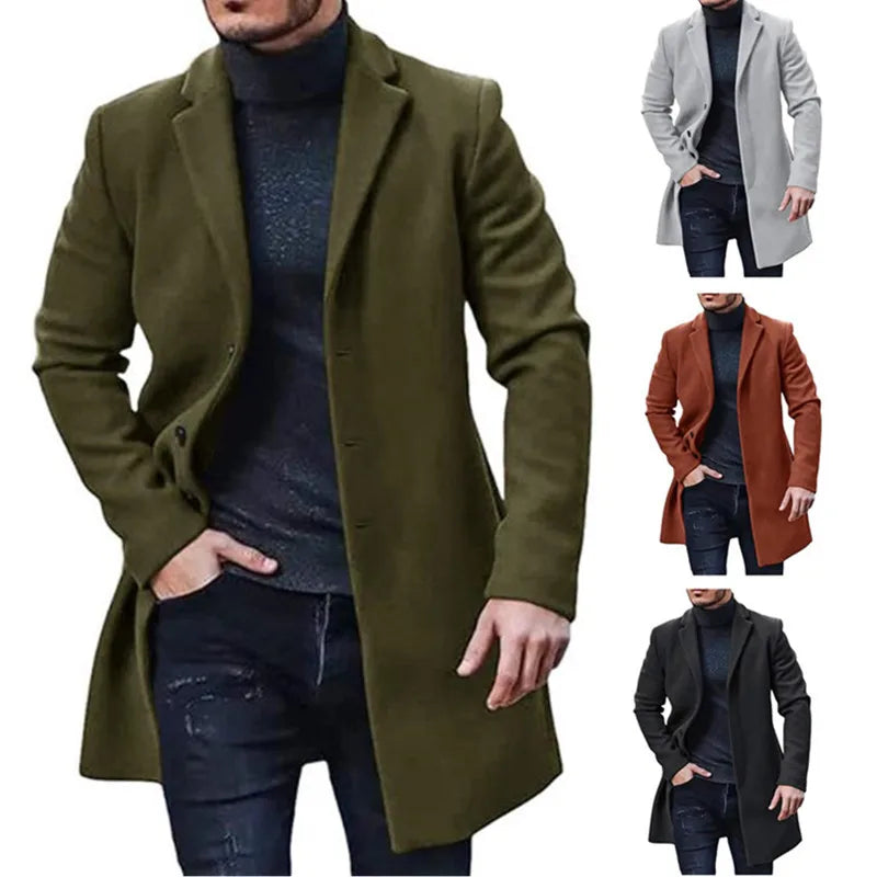 Jackets Coats Solid Color Casual Men Outerwear