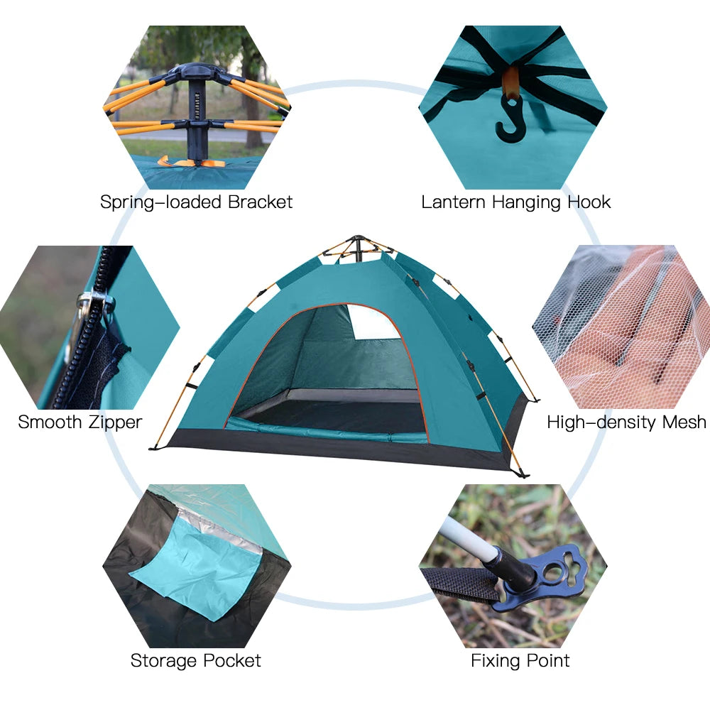 Outdoor Pop Up Tent Water-resistant Portable Instant Camping Tent for 1-2 People