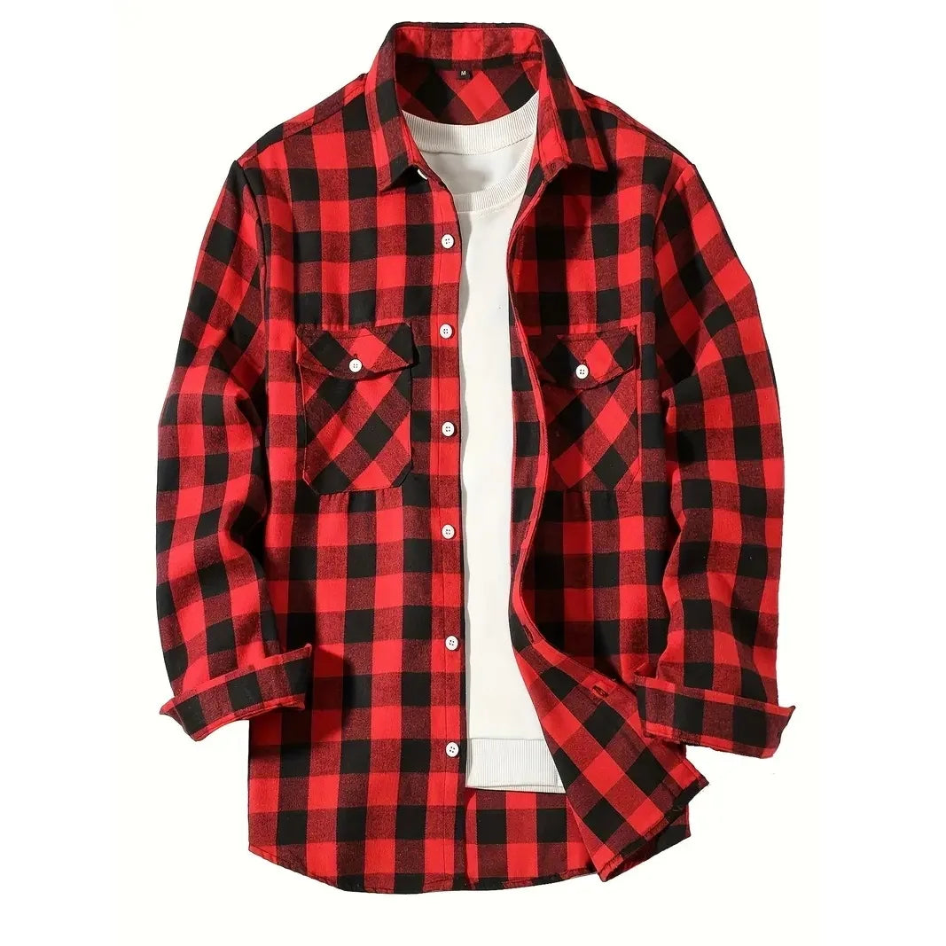 Men's Shirts Button-Up Classic Plaid Flannel