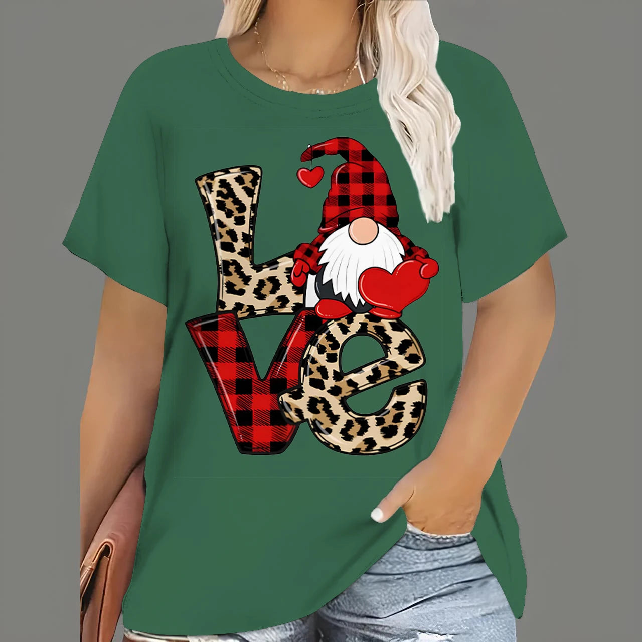 Christmas T Shirts Women's Cartoon Santa Claus Print