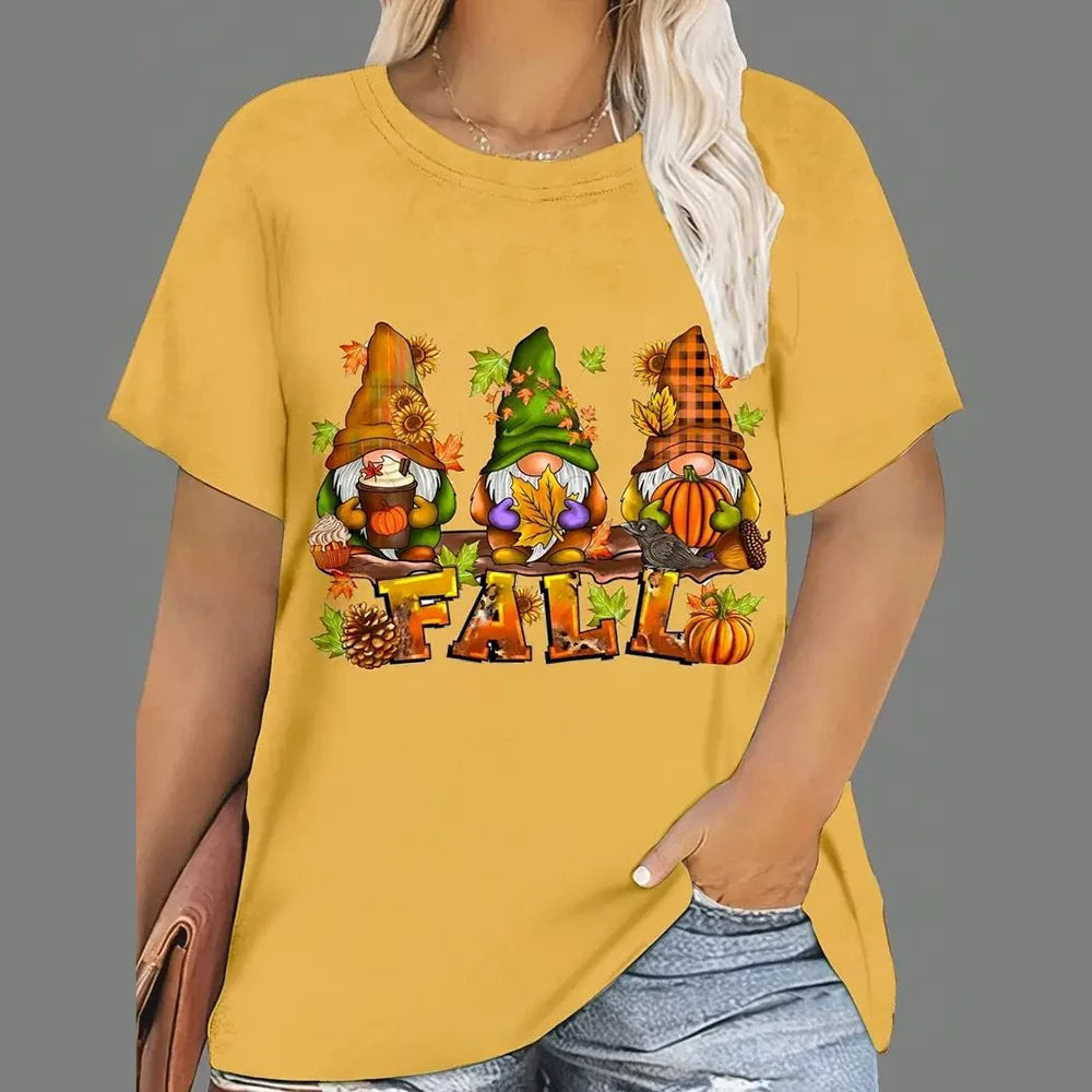 Christmas T Shirts Women's Cartoon Santa Claus Print