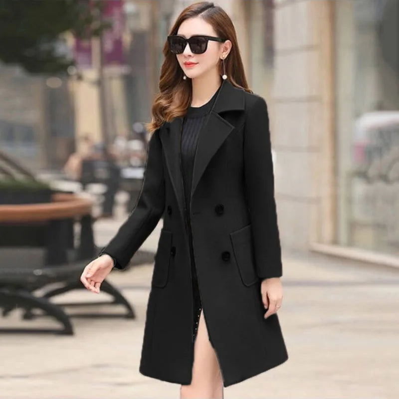 Elegant Women's Winter Plus Size Slim Woolen Coats