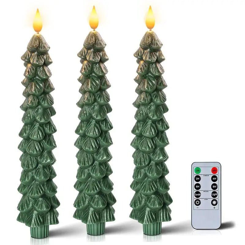 Christmas Candle, Flameless Taper Candles Real Wax LED Battery Operated with Warm 3D Wick