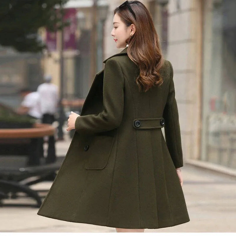 Elegant Women's Winter Plus Size Slim Woolen Coats