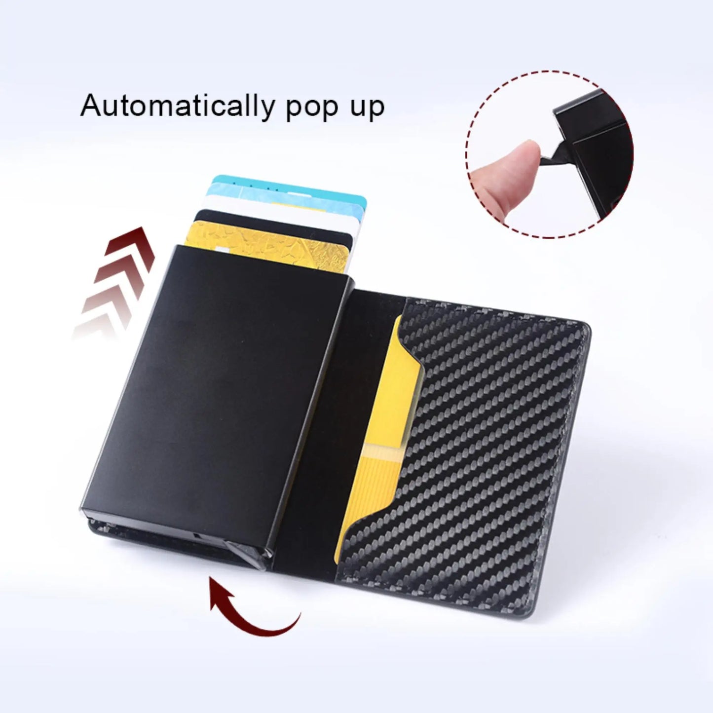 Minimalist RFID Blocking Card Holder Wallet Lead Alloy, Non-Braided PU Leather, Black Accessories