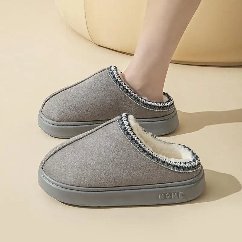 Platform Fluffy Slippers Women Winter