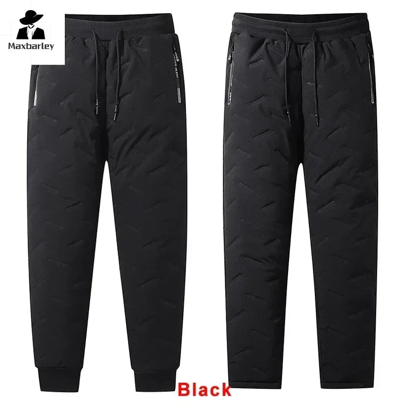 Down Cotton Pants Men's Casual Waterproof Zipper Pocket 
Thickened Wool Warm Pants Jogger Outdoor Cold-proof