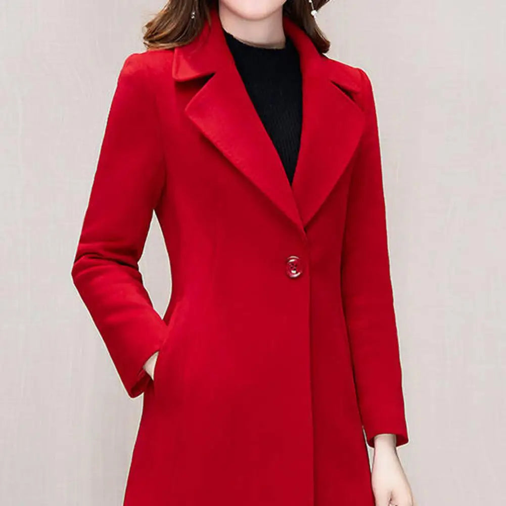 Autumn and Winter Woolen Coat Women's Medium Long Knee Down
Waist Suit Collar Wool Coat