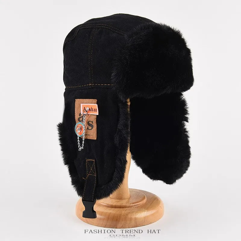 Bomber Hat Women Thick Warm Russian Ushanka Fur