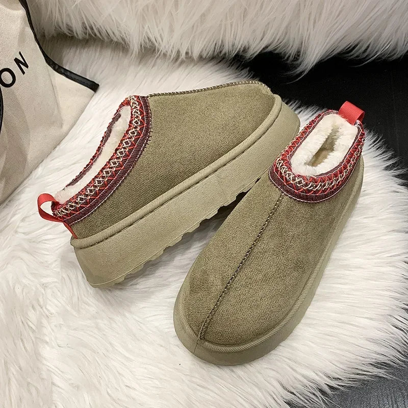 Snow Boots for Women Cashmere Warm Thick Soles 
Without Heel-covered Cotton